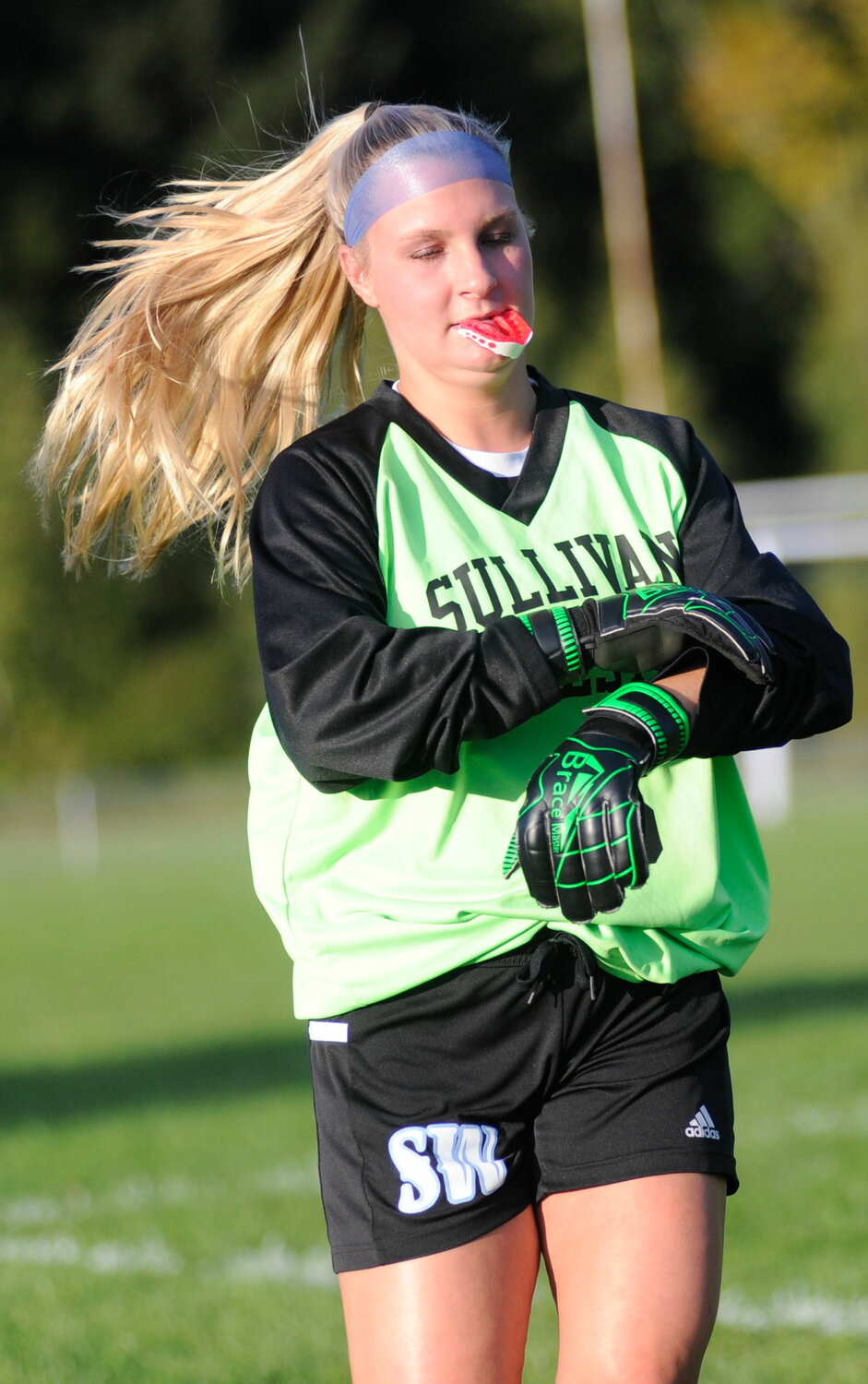 Home team goalie. The Lady Bulldogs’ keeper made 18 saves on 30 shots on goal...